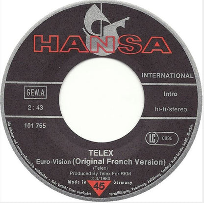 Telex : Euro-Vision (7", Single)