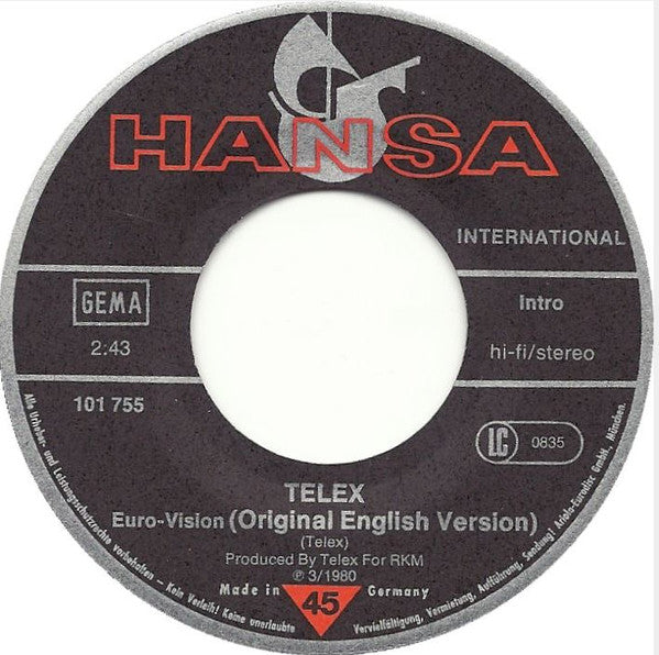 Telex : Euro-Vision (7", Single)