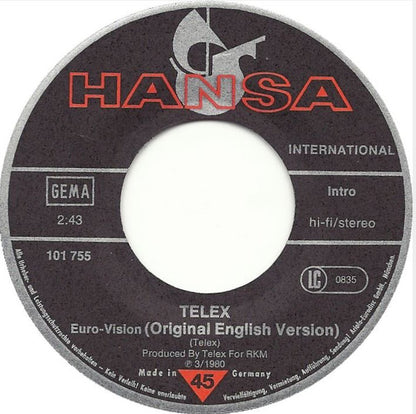 Telex : Euro-Vision (7", Single)
