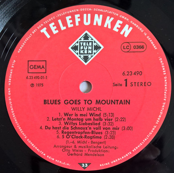 Willy Michl : Blues Goes To Mountain (Wer Is Mei Wind)  (LP, Album, RE)