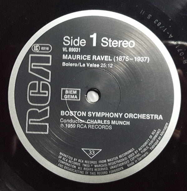 Maurice Ravel / Claude Debussy – Boston Symphony Orchestra, Charles Munch : Bolero - Rhapsodie Espagnole / Prélude A L'Après-Midi D'Un Faune (LP, Mono)