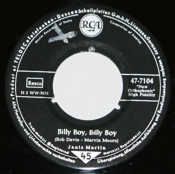 Janis Martin (2) : Billy Boy, Billy Boy (7", Single)