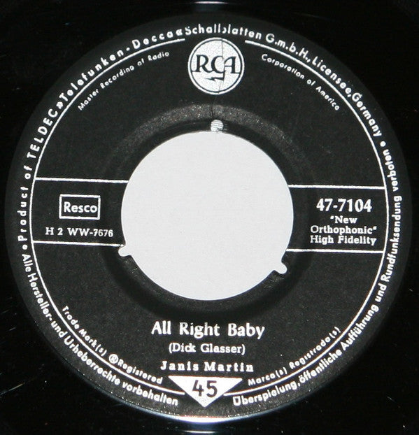 Janis Martin (2) : Billy Boy, Billy Boy (7", Single)