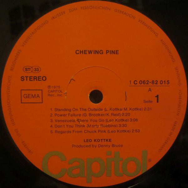 Leo Kottke : Chewing Pine (LP, Album)