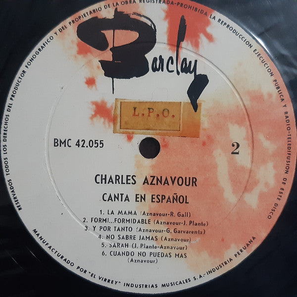 Charles Aznavour : Canta En Español  (LP, Album)