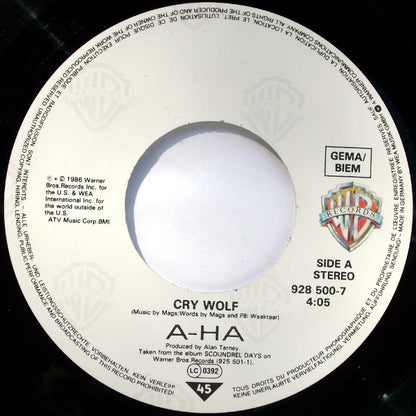 a-ha : Cry Wolf (7", Single)