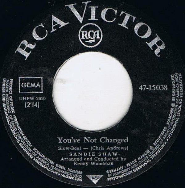 Sandie Shaw : You've Not Changed (7", Single)