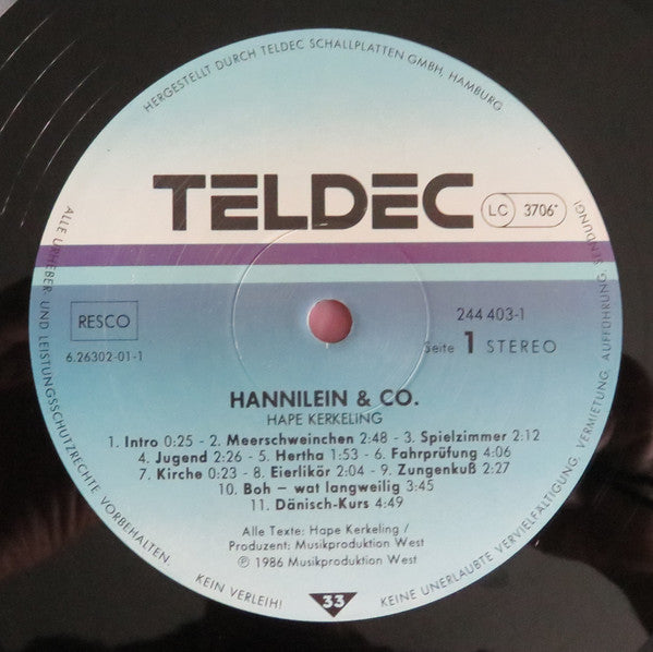 Hape Kerkeling : Hannilein & Co. (Live) (LP, Album)
