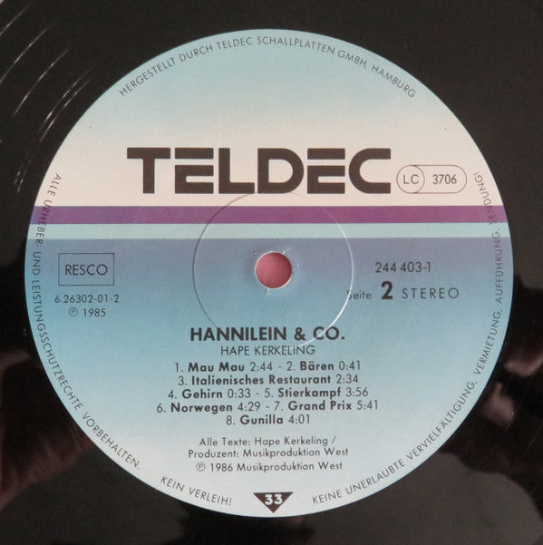Hape Kerkeling : Hannilein & Co. (Live) (LP, Album)