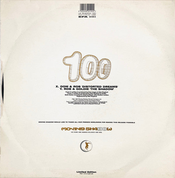 Dominic Angus & Rob Playford & Goldie : Shadow 100 (12", Ltd)
