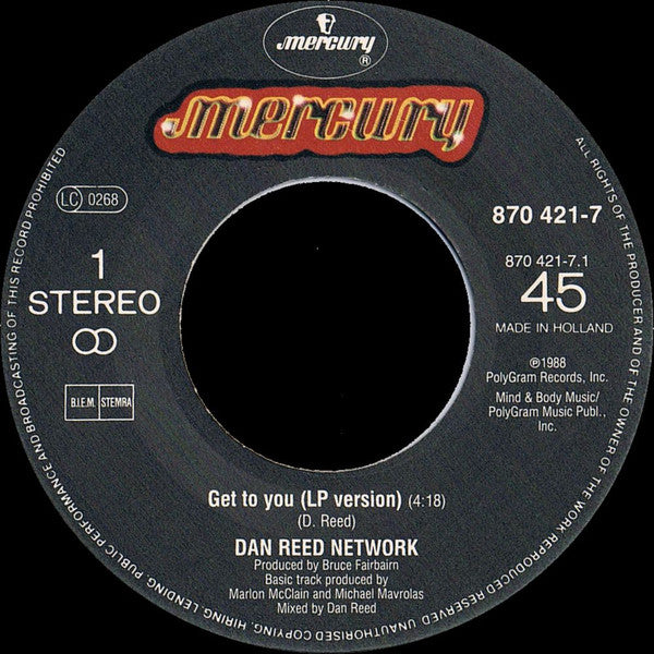 Dan Reed Network : Get To You (7", Single)