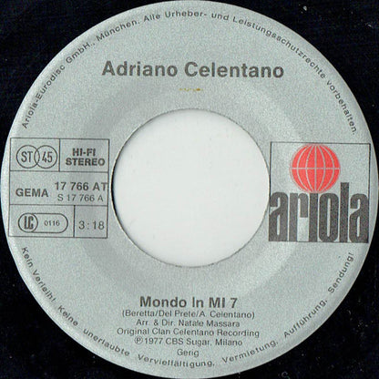 Adriano Celentano : Mondo In Mi 7 (7", Single)