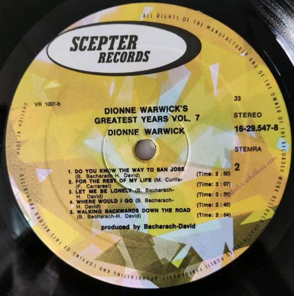 Dionne Warwick : Greatest Years Vol.7 / Do You Know The Way To San Jose (LP, Comp)
