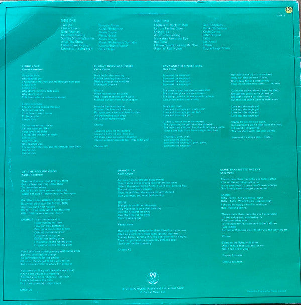 Various : The Virgin Song Sampler  (LP, Comp, Promo)