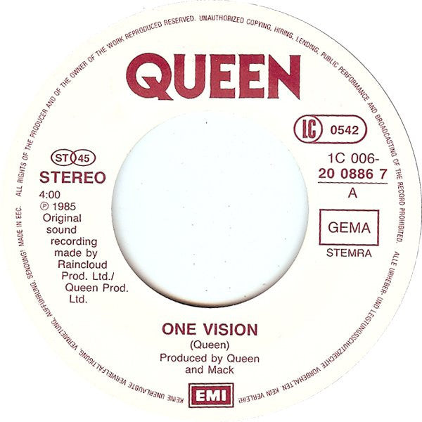 Queen : One Vision (7", Single)