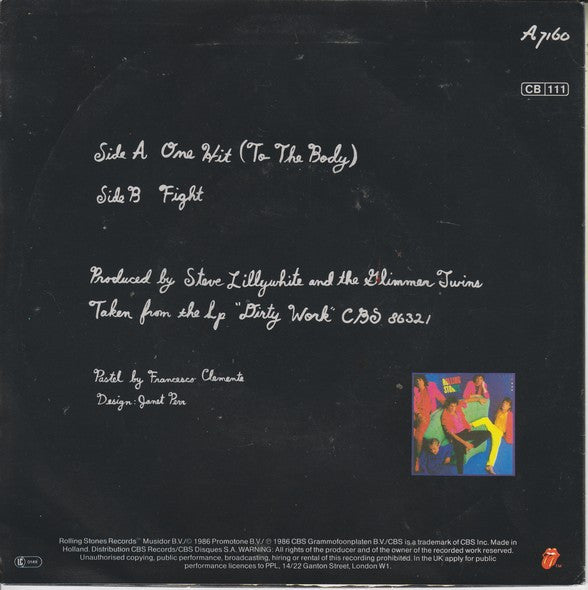 The Rolling Stones : One Hit (To The Body) (7", Single)