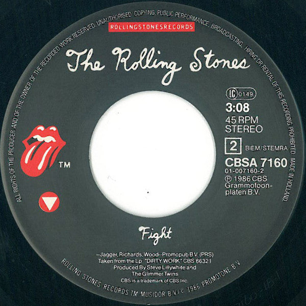 The Rolling Stones : One Hit (To The Body) (7", Single)