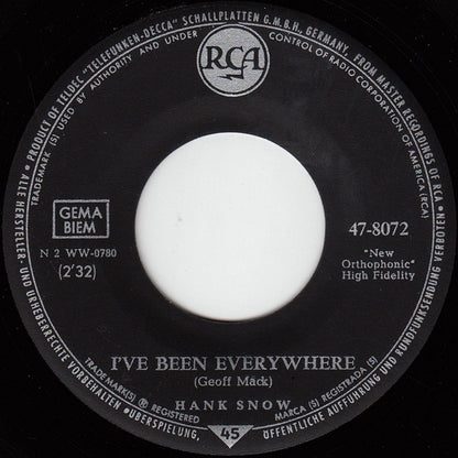Hank Snow : Ancient History / I've Been Everywhere (7", Single, Mono)