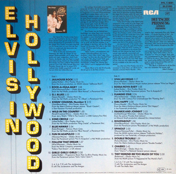 Elvis Presley : Elvis In Hollywood (LP, Comp)