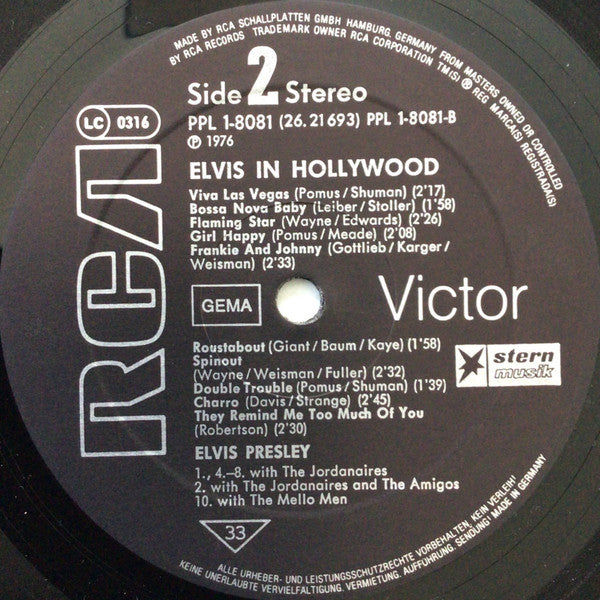 Elvis Presley : Elvis In Hollywood (LP, Comp)