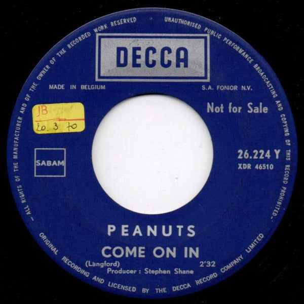 Peanuts (5) : Come On In (7", Single, Promo)
