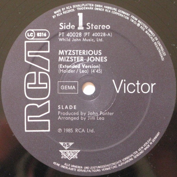 Slade : Myzsterious Mizster Jones (12", Maxi)