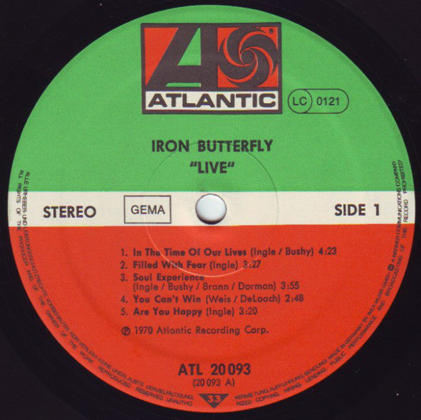 Iron Butterfly : Live (LP, Album, RE)