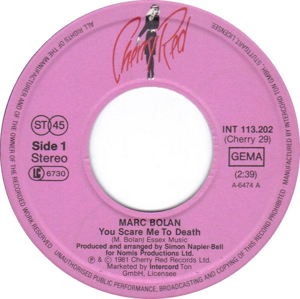 Marc Bolan : You Scare Me To Death (7", Single)