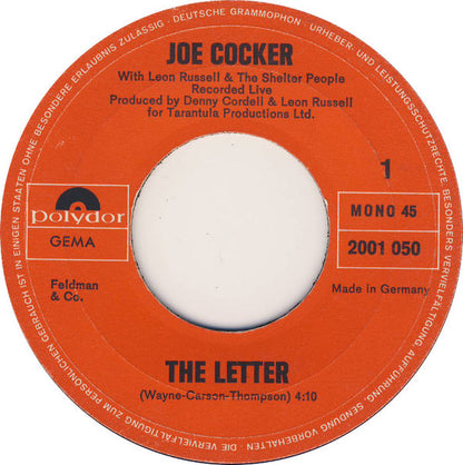 Joe Cocker : The Letter (7", Single, Mono)