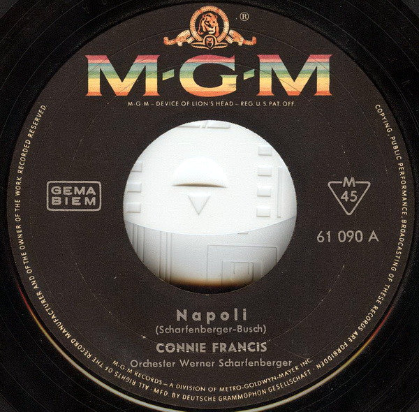 Connie Francis : Napoli (7", Single, Mono)