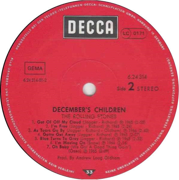 The Rolling Stones : December's Children (And Everybody's) (LP, Album, RE)