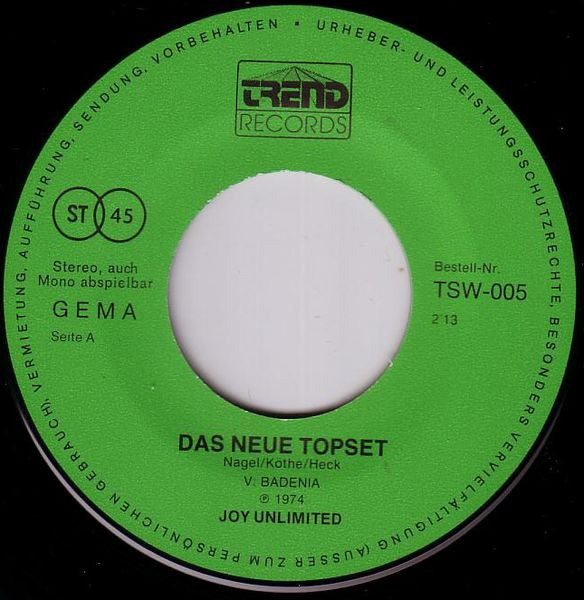 Joy Unlimited : Das Neue Topset (7", Single, Promo)