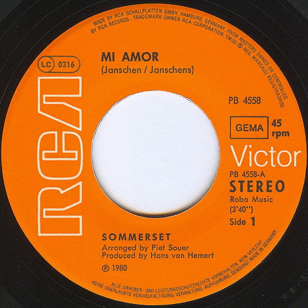 Sommerset (2) : Mi Amor (7", Single)