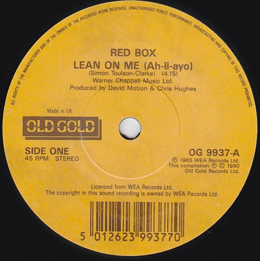Red Box : Lean On Me (Ah-Li-Ayo) / For America (7", Single)