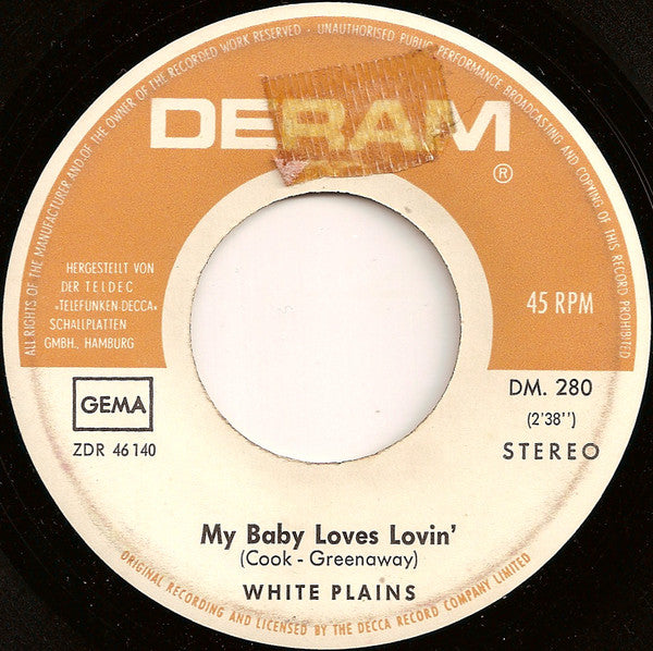 White Plains : My Baby Loves Lovin' / Show Me Your Hand (7", Single)