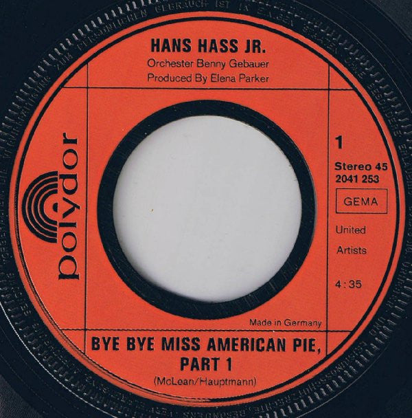 Hans Hass Jr. : American Pie Part 1 And 2 (7", Single)