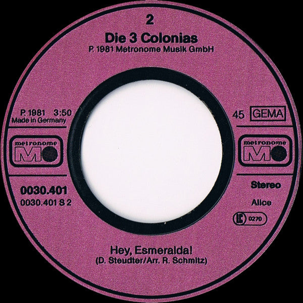 Die 3 Colonias : In Uns'rer Badewann Do Schwemb E Krokodil (7", Single)