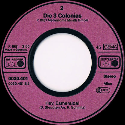 Die 3 Colonias : In Uns'rer Badewann Do Schwemb E Krokodil (7", Single)