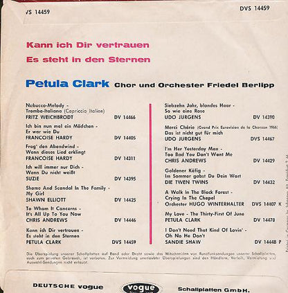 Petula Clark : Kann Ich Dir Vertrauen / Es Steht In Den Sternen (7", Single)