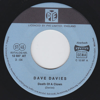 Dave Davies : Death Of A Clown (7", Single, RE)