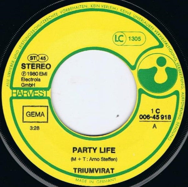 Triumvirat : Party Life / Games (7", Single)
