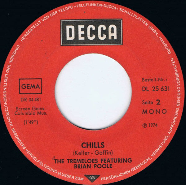The Tremeloes featuring Brian Poole : Rag Doll / Chills (7", Single, Mono)