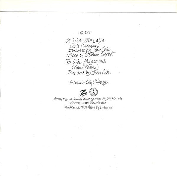 John Cale : Ooh La La (7", Single)