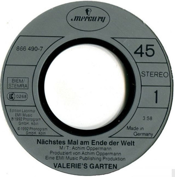 Valerie's Garten : Nächstes Mal Am Ende Der Welt (7", Single)