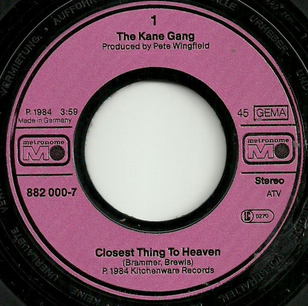 The Kane Gang : Closest Thing To Heaven (7", Single)