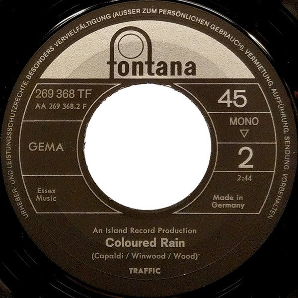 Traffic : Here We Go Round The Mulberry Bush / Coloured Rain (7", Single, Mono)