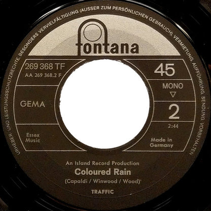 Traffic : Here We Go Round The Mulberry Bush / Coloured Rain (7", Single, Mono)