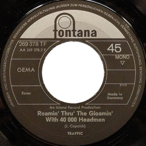 Traffic : No Face, No Name And No Number (7", Single, Mono)