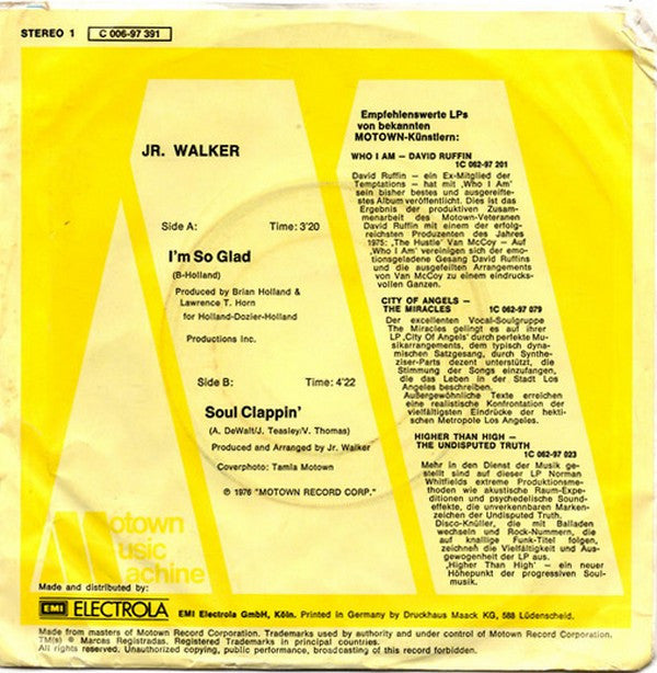 Junior Walker : I'm So Glad (7", Single)