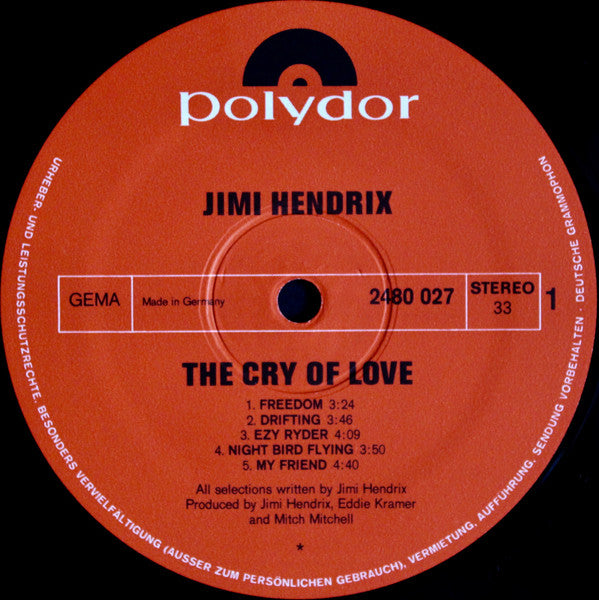 Jimi Hendrix : The Cry Of Love (LP, Album)